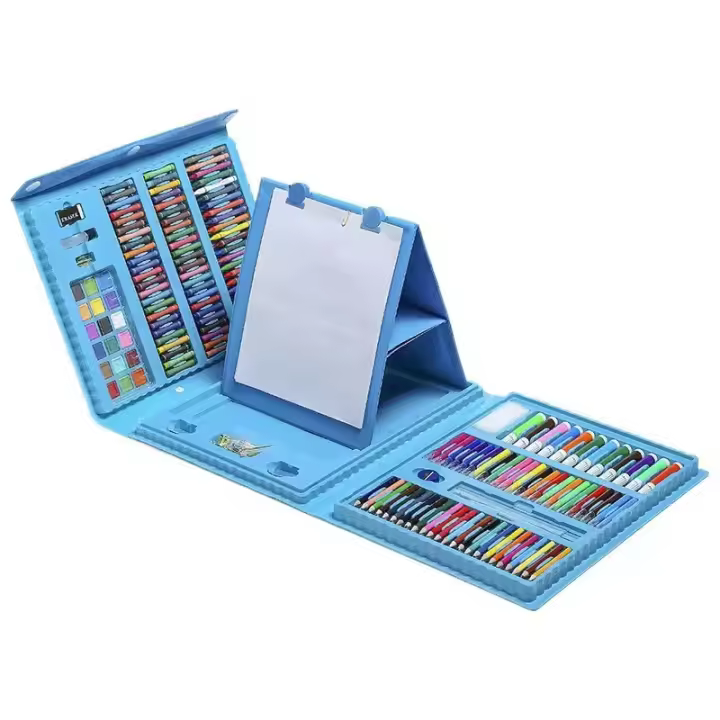 208 Piezas de Suministros de Arte - Kit de Dibujo con Caballete Tríptico - Pasteles al Óleo, Crayones (Rosa) - Ideal para Niños y Adultos - Promueve Creatividad y Pensamiento - 1