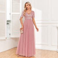 Vestido De Noche Elegante Para Mujer Con Doble V-Neck Y Volante A-Line Con Lentejuelas Vestido De Cocodrilo Para Fiesta Y Eventos Formales - details 13
