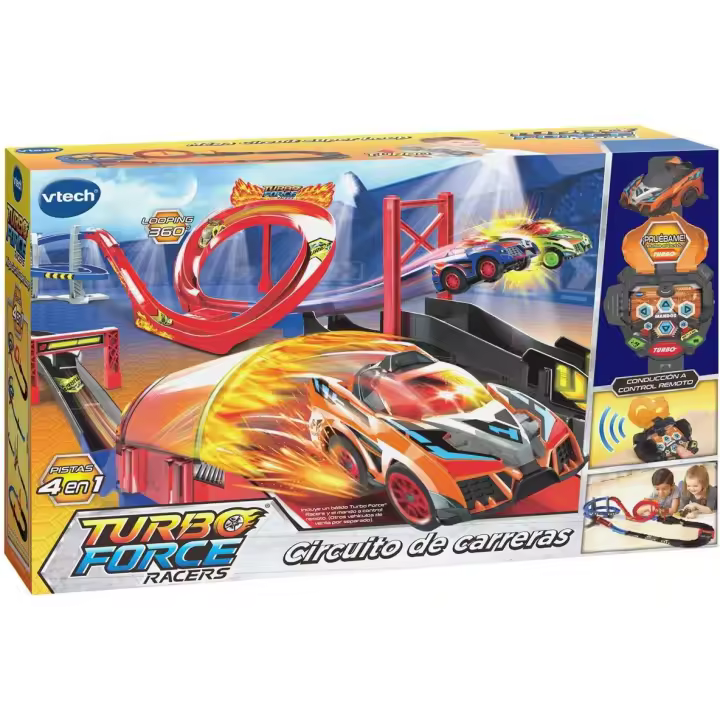 VTech Turbo Force Racers Circuito de Carreras, Pista de Acrobacias para los Coches Teledirigidos, Incluye 1 Coche Control Remoto + Mando Turbocontrol,ref.3480-517522 - 1