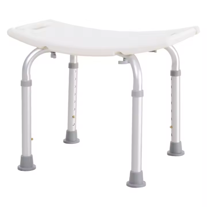 HOMCOM Taburete de Ducha Silla Baño Ortopedica 8 Posiciones Altura Regulable con Tapones de Goma Antideslizantes - 1