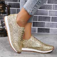 Zapatos De Mujer De Primavera Con Lentejuelas Bling Y Diseño Fashion Punta Redonda Antideslizantes Confortables Para Exterior Suela Gruesa - details 19