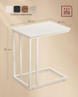 Mesa auxiliar moderna con ruedas y pies ajustables, ideal para dormitorio, fácil de montar, marco de acero, en blanco crema o negro ébano - details 4