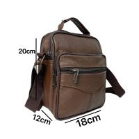 MEJORADA DL-68 Bolso de hombro de cuero genuino para hombre, bandolera Vertical de piel auténtica multibolsillo para hombre - details 0