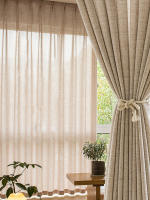 Cortina De Lino Japonés Coreano Natural Para Sala De Estar Y Dormitorio Translúcida Cortina De Voile Sin Capa Doble Sin Aislamiento Solar - details 6