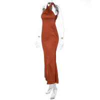 Dulzura Mujer Vestido Largo Negro Elegante Verano 2024 Sin Mangas Cuello Halter Bodycon Para Fiesta Club Noche Callejera Ropa De Negocios - details 14