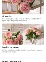 Bouquet De Flores Artificiales Peonía Rosa Púrpura 30cm 5 Cabezas Grandes Y 4 Brotes Pequeños Decoración Para Casamiento Y Hogar - details 12