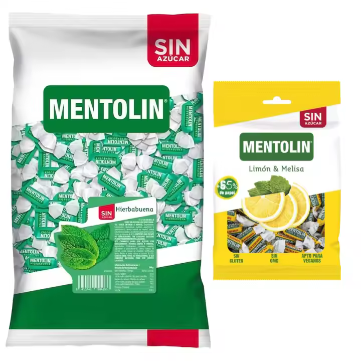 Mentolín caramelos garganta hierbabuena s/a bolsa 1kg y de regalo limon melisa s/a bolsa 100g - 1