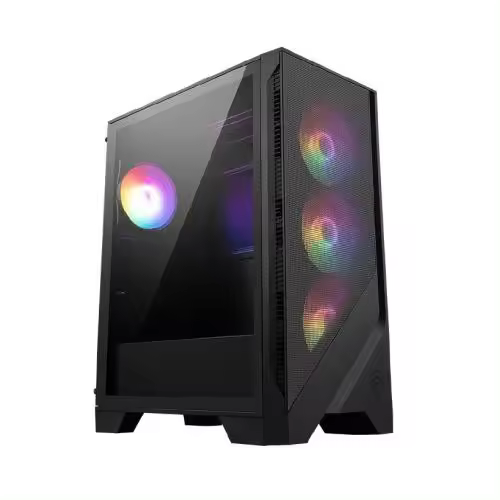 CAJA MSI MAG FORGE 121A AIRFLOW,1x2.5"+2x2.5”/3.5”,F:3x120MM+T:1x120MM+R:1x120MM (ARGB),2xUSB3.2,+AUDIO+MICRO,RGB,MID-TOWER,NEGRA - 1