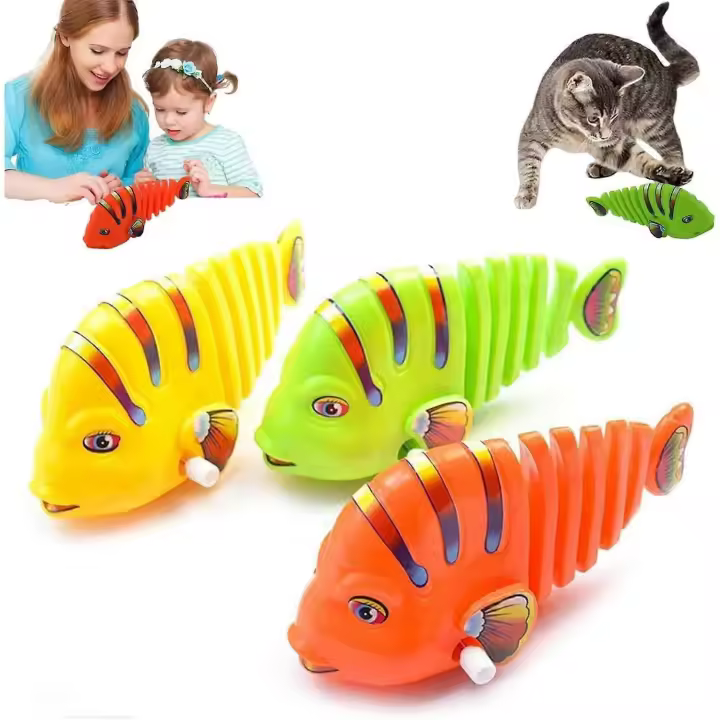 juguetes de plástico con forma de pez que se mueven a cuerda, con mecanismo de relojería y dibujos animados, que giran 360 grados. - 1