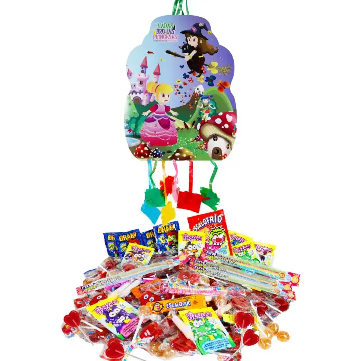 Piñata de Cumpleaños WikiMark con 1,5 Kg de Chuches Sin Alérgenos Incluidas para Rellenar la Piñata. Piñata Grande Fiestas Infantiles. Apto para Todos los Niños Sin Gluten y Sin Leche - 1