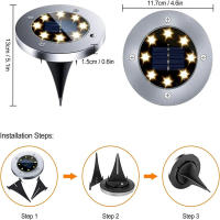Lámpara Solar IP68 LED Para Exteriores Luz De Suelo Con Energía Solar Para Jardín Patio Camino Decoración De Jardín Luz Subterránea Para Pista Y Pared - details 1