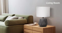 Aigostar Lámpara de Mesa de Cerámica, Lámpara Vintage de Mesita de Noche con Pantalla de Tela, Casquillo E14. Gris oscuro. - details 4