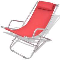 vidaXL Tumbonas reclinables 2 unidades acero Azul, Negro, Rojo Sillas de Exterior Ideal para jardín, playa, piscina, terraza Tumbona Piscina Tumbonas Playa Tumbonas Jardín Exterior - details 0