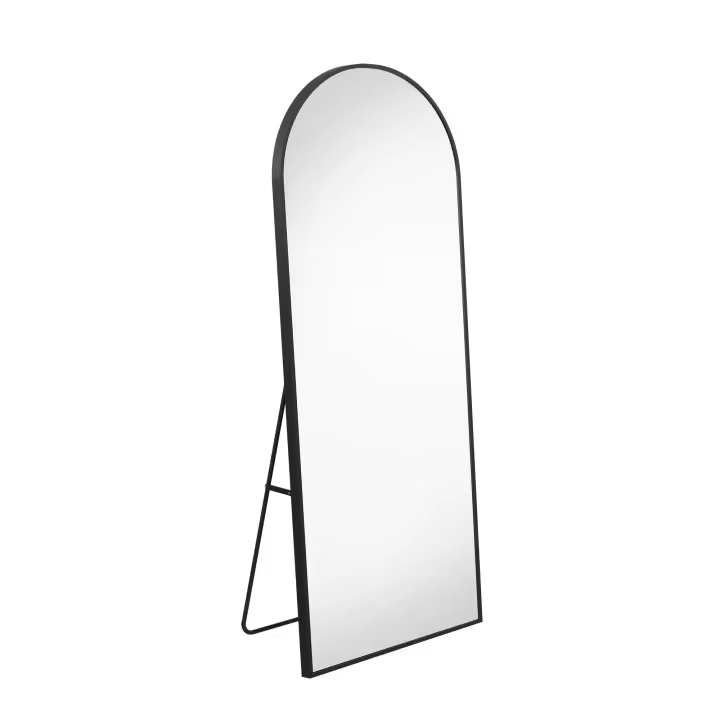 spejo de pie arqueado negro 164x54 cm, diseño minimalista, estable y elegante, ideal para dormitorio, salón, vestidor y entrada, decoración moderna para múltiples espacios del hogar. - 1