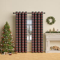 Cortinas De Navidad a Cuadros Térmicas Y Antipolvo Con Anillos Para Ventanas Cortina Negra Para Dormitorio Y Sala De Estar - details 10