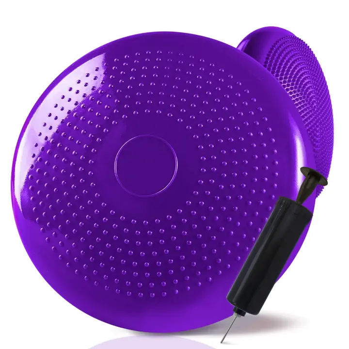 Ociodual Cojín Hinchable Morado Disco con Bomba Goma para Fitness Yoga Pilates Coordinación Rehabilitación Equilibrio - 1
