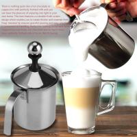 Espumador de leche, 400ML/800ML Espumador de leche Manual de Maple inoxidable Espumador de Leche de Doble Malla de Maple Mezclador para Café, café con leche, café, Chocolate caliente, capuchino Espumador de leche (400ml) - details 0