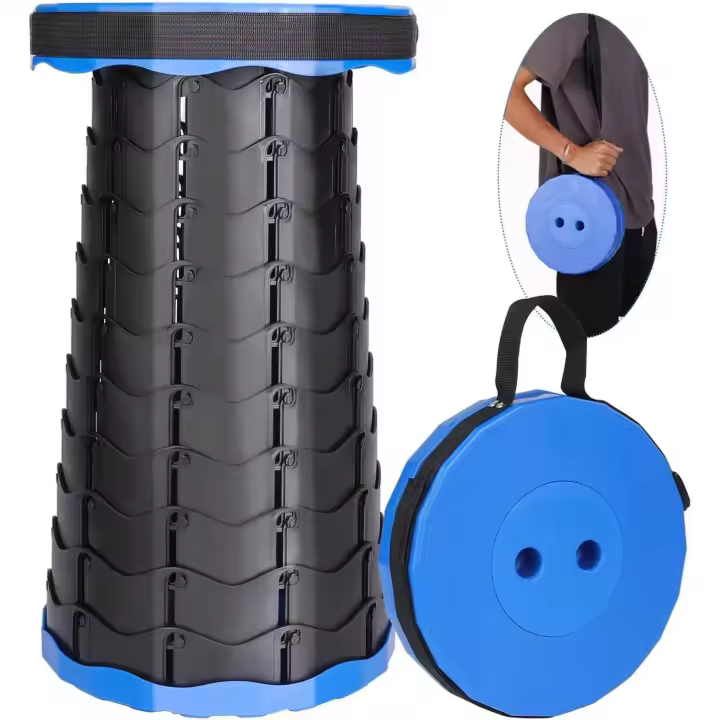 Taburete Plegable Portátil de Segunda Generación, Taburete Telescópico Ligero, Carga 550 LB, para Exteriores, Senderismo, Pesca, Barbacoa, Interior, Viajes, Fiestas, Altura Ajustable 6.5-45 cm - 1