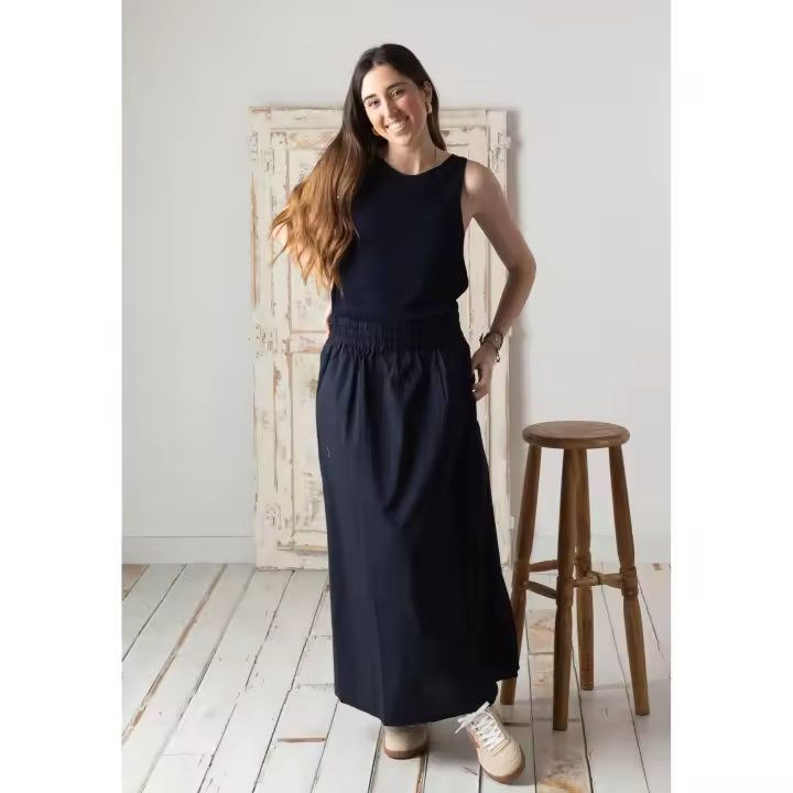 Yerse - 42837_055 - Falda Con Cintura Elástica Y Bolsillos De Popelín 100% Algodón - Mujer - 1