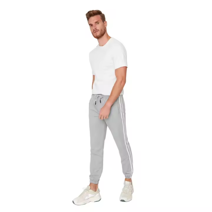 Trendyol Black Regular Cut Striped Zipper Pocket Elastic Leg Jogger Sweatpants Tmnss20Ea0050 - 1