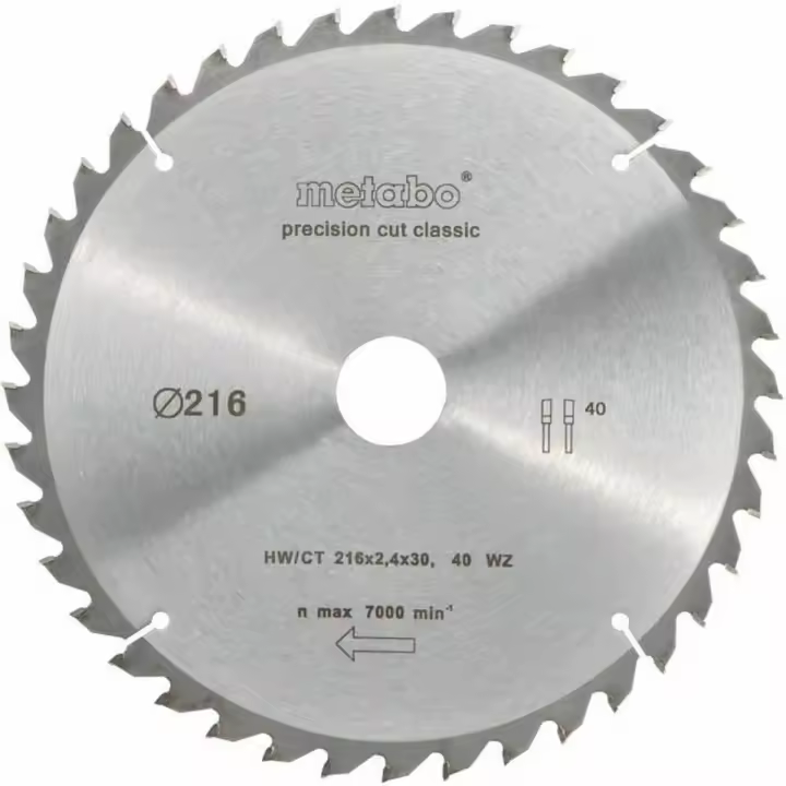 Disco de corte Metabo 628060000 Sierra circular Ø 216 mm - 1