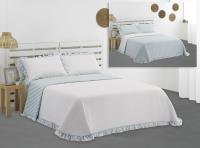👉 Colcha Bouti Reversible con Volantes Manacor Celeste | 100% Poliéster Acolchada Ligera | Estilo Romántico, Tacto Suave, Incluye Fundas de Cojín | Ideal Entretiempo | Varios Tamaños - details 5