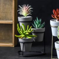 Juego De 3 Macetas De Suculentas En Hierro Dorado Y Negro Soporte De Flores De Estilo Europeo Para Decoración De Jardín Y Hogar Material Sillería - details 4