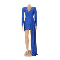 Vestido De Noche Elegante Para Mujer Con Sequinias Y Cuello En V Manga Larga Vestido De Fiesta De Boda Miniatura A-Line - details 28
