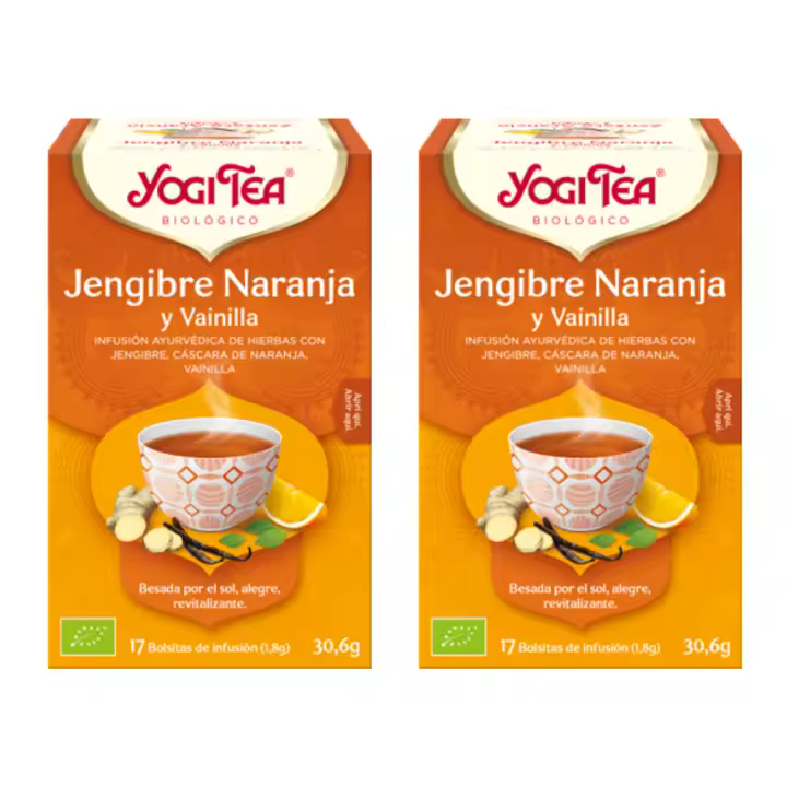 Té Jengibre Naranja y Vainilla | Packs 2 | Respiración energética | 17 bolsitas de infusión | YogiTea - 1