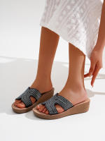 Sandalias de Cuña con Brillantes y Calce Fácil, Sandalias Ortopédicas con diamantes decorativos, Verano Para Mujer, Zapatos de Playa y Vacaciones - details 2