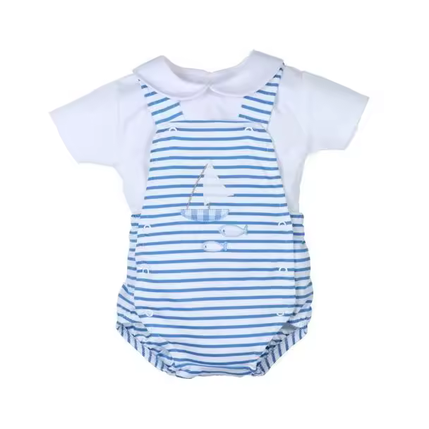 Conjunto corto 2 piezas peto para bebé niño Barquito-29432-Tony Bambino - 1