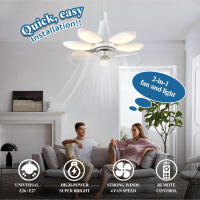 Ventilador con luz LED, ventilador de techo de loto, luz E27, ventilador con tornillo, iluminación de garaje, lámpara integrada de 30W - details 0