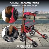AREBOS Caminador Andador Plegable de Aluminio con Ruedas Ligero con Frenos 136kg Rojo - details 15