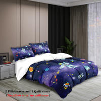 Juego De Cama 3 Piezas Estilo Espacial Con Patrón De Astronauta Y Cielo Estrellado Funda De Edredón Y 2 Fundas De Almohada Poliéster Cómodo Set De Cama - details 8