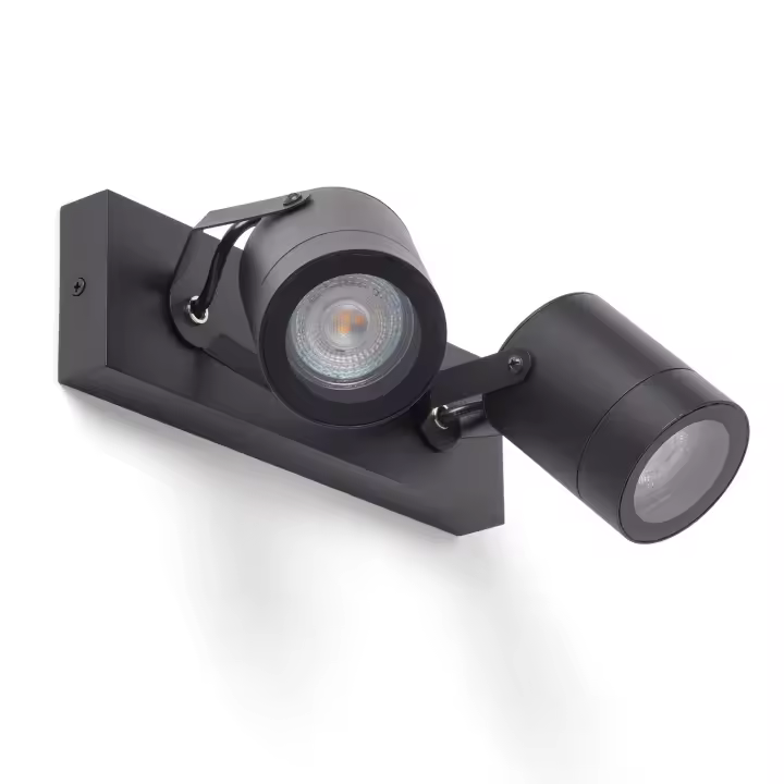 Ledkia Aplique Exterior Orientable Aluminio 2 Focos Midway Negro - 1