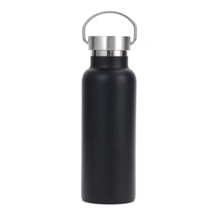 Botella de Agua 25 oz, Botella de Agua Negra con Mango, Botella de Agua de Maple inoxidable, Botella de Agua Termo metal, Botella de Agua de 1 litro - 1