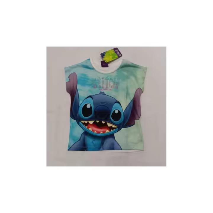 Camiseta niña manga japonesa con estampado delantero STITCH - 1