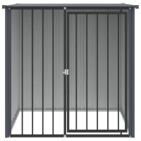 vidaXL Caseta perros con tejado acero galvanizado negro 110x103x109 cm - details 2