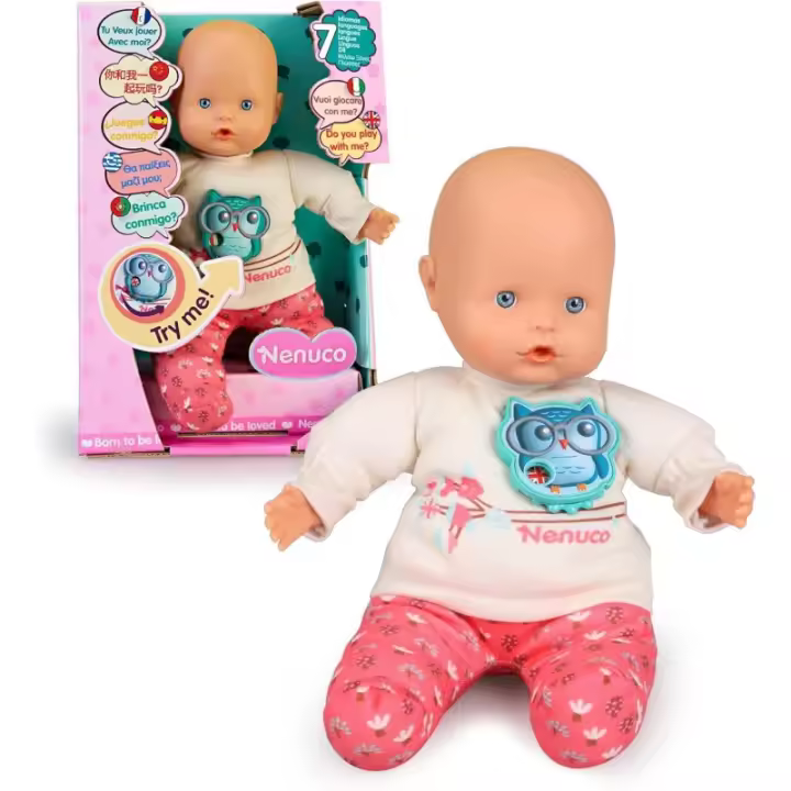 Nenuco - Muñeco bebé Interactivo Que Habla 7 Idiomas cuerpo blandito 30cm Famosa edad +3 años FAM63022 - 1