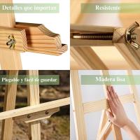 MEJORADA Caballete de Madera para Pintar de Pino Natural, Altura 120/145/170 cm, Soporte de Lienzos, Cuadros y Fotografías, Regulable y Plegable, Manualidades Niños y Adultos - details 5