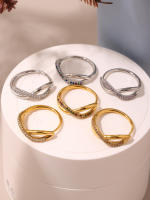 Encanto Anillos color de circón para mujer, anillo de dedo ajustable de Color dorado de acero inoxidable, regalo de joyería de Navidad para boda y compromiso , anillo para dedo índice, moda exquisita, ajustable, elegante, joyería para banquete para mujer - details 1