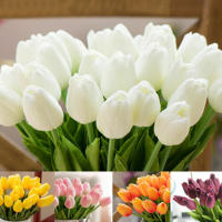 Juego De Flores Artificiales De Tulipán Para Decoración De Hogar Y Bodas Tocan Realidad Buena Vibración Regalo Para Amigo - details 1