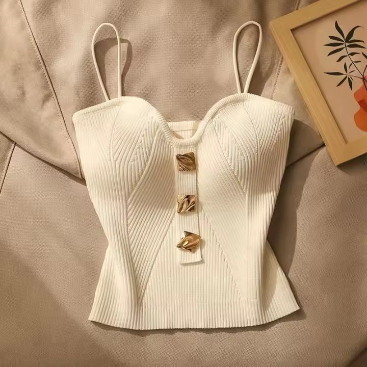 1 Pieza Camiseta De Hombro Halter Pequeña Y Elegante Para Verano Para Mujer Deporte Yoga Transpirable Tejido En Punto Sin Cierre - 1