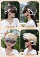 Casco De Motocicleta Eléctrico Con Protección De Orejas Certificado Dot Seguridad Universal Para Todas Las Estaciones Medio Para Adultos Estilo Medio Con Orejas De Gato - details 18