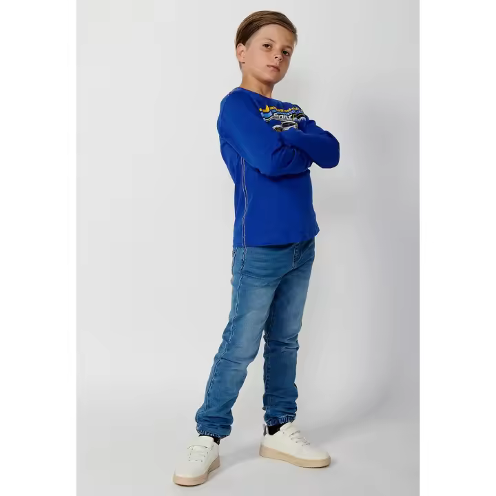 Koroshi Camiseta de manga larga de Algodón y cuello redondo con Estampado delantero de Color Azul para Niño - 1