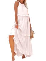 Vestido De Verano Para Mujer Con Camisola Y Falda Larga Estilo Europeo Y Americano Sin Mangas Cuello Redondo Polyester Spandex - details 3