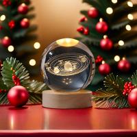 Lámpara Nocturna LED Creativa En Forma De Bola De Cristal 3D Con Patrón De Santa Claus Solar Sistema Para Ambiente De Dormitorio Regalo De Navidad Para Niños - details 8
