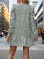 Vestido De Mujer Para Otoño E Invierno Con Mangas Largas Cuello Redondo Jacquard Casual Moda Sudadera Para Streetwear - details 5