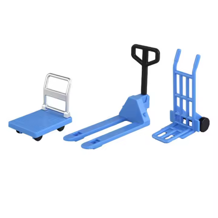 Accesorios para casas de muñecas en miniatura, plataforma, carrito, carretilla elevadora, juego de carretilla de mano, adorno de escena para casa de muñecas, mini carrito plano, transpaleta, plataforma rodante - 1