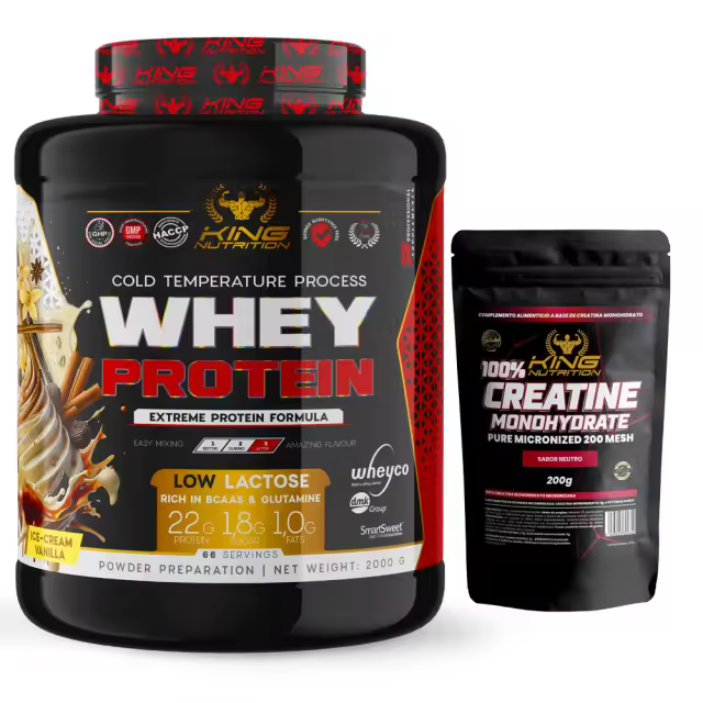 King Nutrition 100% Whey Protein 2kg + Creatina monohidrato 200gr . Mejora tu rendimiento y aumenta la masa muscular* - 1